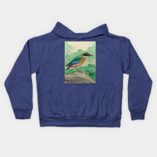 Blue-winged pitta on the rocks Kids Hoodie